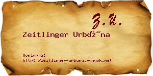 Zeitlinger Urbána névjegykártya